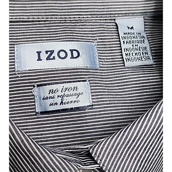 IZOD Women's Size Medium Blue Striped Long Sleeve Button up Dress Shirt Classic - Picture 4 of 9
